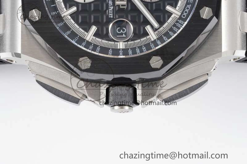 Royal Oak Offshore 44mm SS Ceramic Bezel JJF 1:1 Best Edition Black White Dial on Rubber Strap A3126 V2