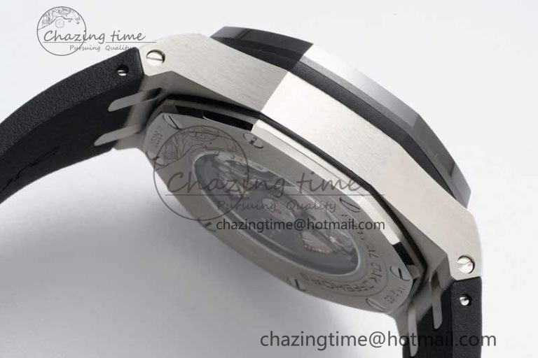 Royal Oak Offshore 44mm SS Ceramic Bezel JJF 1:1 Best Edition Black White Dial on Rubber Strap A3126 V2