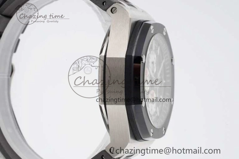 Royal Oak Offshore 44mm SS Ceramic Bezel JJF 1:1 Best Edition Gray Dial on Rubber Strap A3126 V2