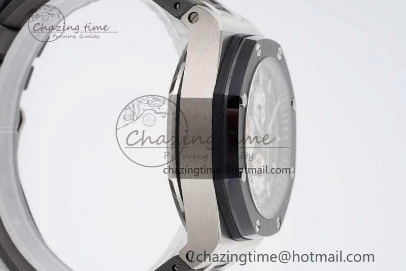Royal Oak Offshore 44mm SS Ceramic Bezel JJF 1:1 Best Edition Gray Dial on Rubber Strap A3126 V2