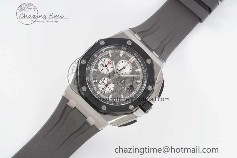 Royal Oak Offshore 44mm SS Ceramic Bezel JJF 1:1 Best Edition Gray Dial on Rubber Strap A3126 V2