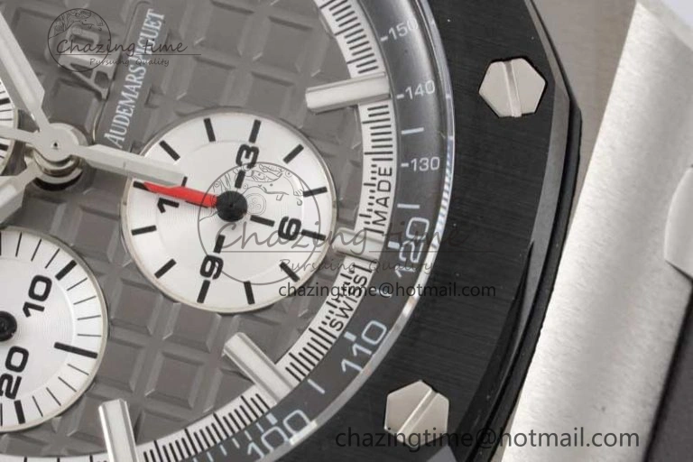 Royal Oak Offshore 44mm SS Ceramic Bezel JJF 1:1 Best Edition Gray Dial on Rubber Strap A3126 V2