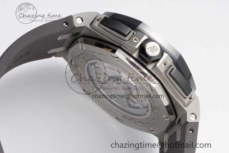 Royal Oak Offshore 44mm SS Ceramic Bezel JJF 1:1 Best Edition Gray Dial on Rubber Strap A3126 V2