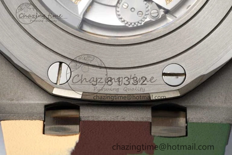 Royal Oak Offshore 44mm SS Green Ceramic Bezel APF 1:1 Best Edition Cream Dial on Camo Rubber Strap A3126
