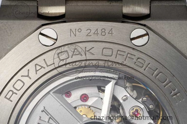 Royal Oak Offshore 44mm SS Green Ceramic Bezel APF 1:1 Best Edition Cream Dial on Camo Rubber Strap A3126