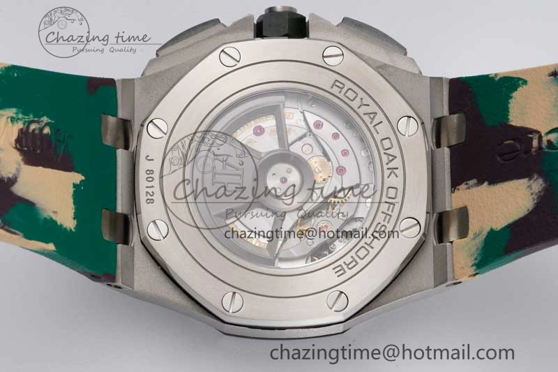 Royal Oak Offshore 44mm SS Green Ceramic Bezel JJF 1:1 Best Edition Cream Dial on Rubber Strap A3126 V2