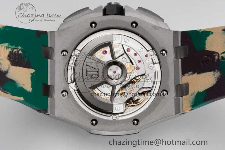 Royal Oak Offshore 44mm SS Green Ceramic Bezel JJF 1:1 Best Edition Cream Dial on Rubber Strap A3126 V2