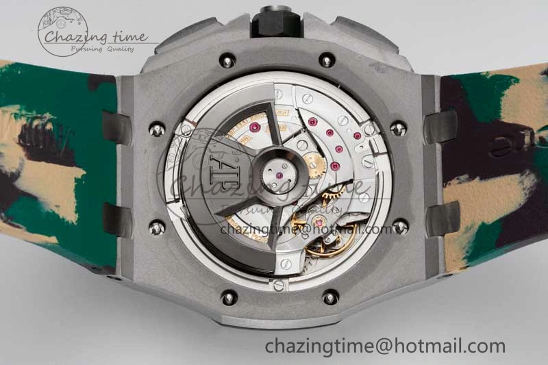 Royal Oak Offshore 44mm SS Green Ceramic Bezel JJF 1:1 Best Edition Cream Dial on Rubber Strap A3126 V2