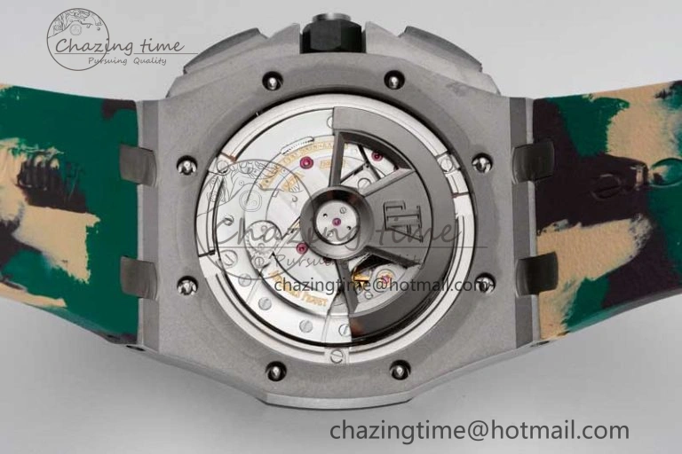 Royal Oak Offshore 44mm SS Green Ceramic Bezel JJF 1:1 Best Edition Cream Dial on Rubber Strap A3126 V2