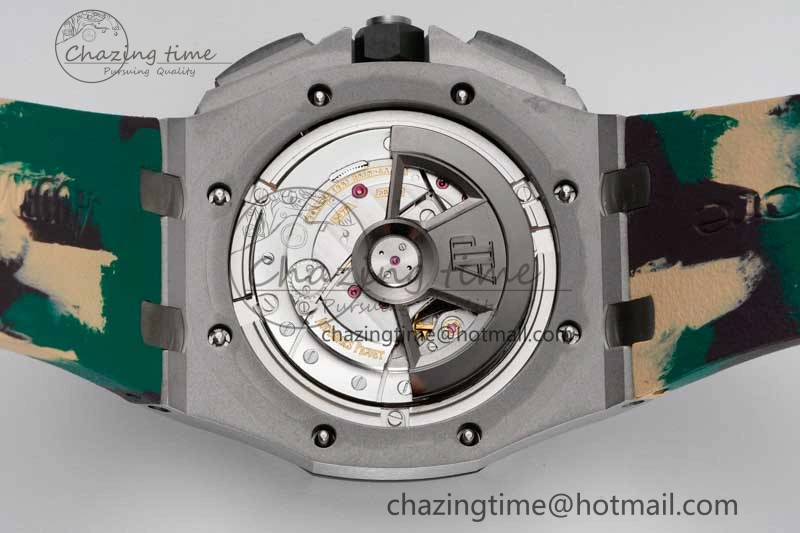 Royal Oak Offshore 44mm SS Green Ceramic Bezel JJF 1:1 Best Edition Cream Dial on Rubber Strap A3126 V2