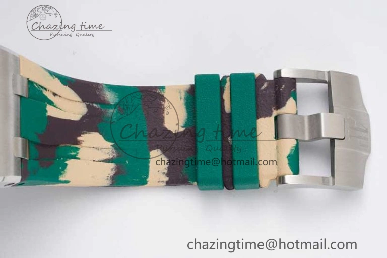 Royal Oak Offshore 44mm SS Green Ceramic Bezel JJF 1:1 Best Edition Cream Dial on Rubber Strap A3126 V2