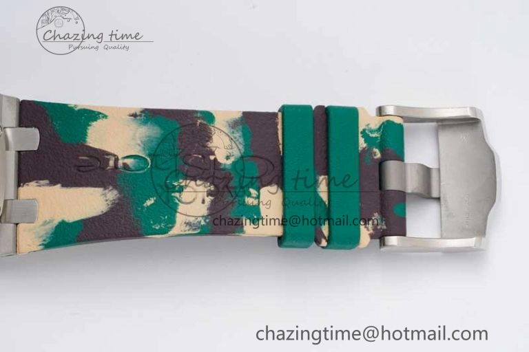 Royal Oak Offshore 44mm SS Green Ceramic Bezel JJF 1:1 Best Edition Cream Dial on Rubber Strap A3126 V2