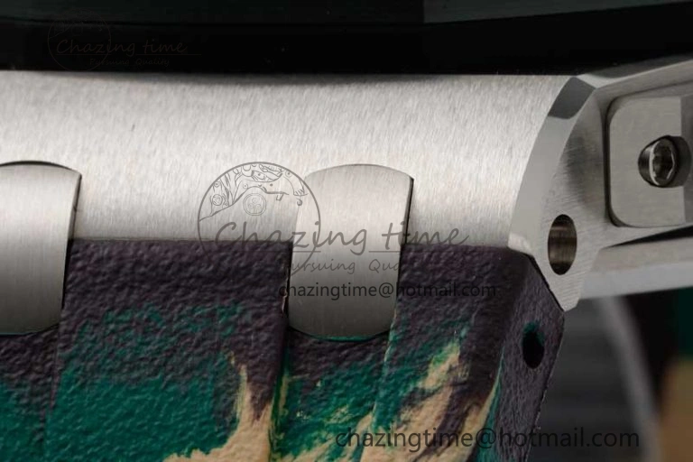 Royal Oak Offshore 44mm SS Green Ceramic Bezel JJF 1:1 Best Edition Cream Dial on Rubber Strap A3126 V2