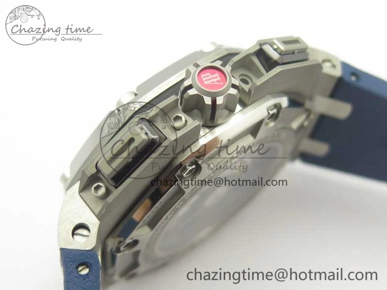 Royal Oak Offshore 44mm SS Michael Schumacher Blue Dial 1:1 JF Best Edition A3126 (FREE XS Strap) V2 w  Cyclops