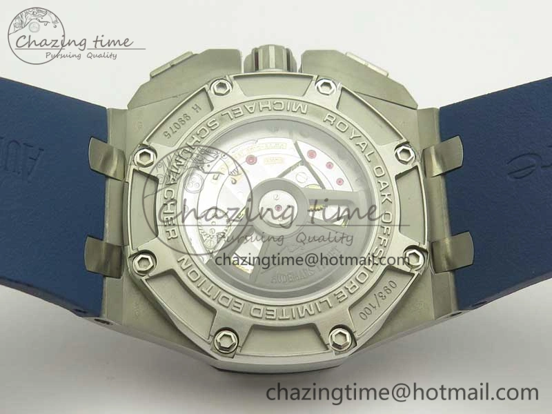 Royal Oak Offshore 44mm SS Michael Schumacher Blue Dial 1:1 JF Best Edition A3126 (FREE XS Strap) V2 w  Cyclops