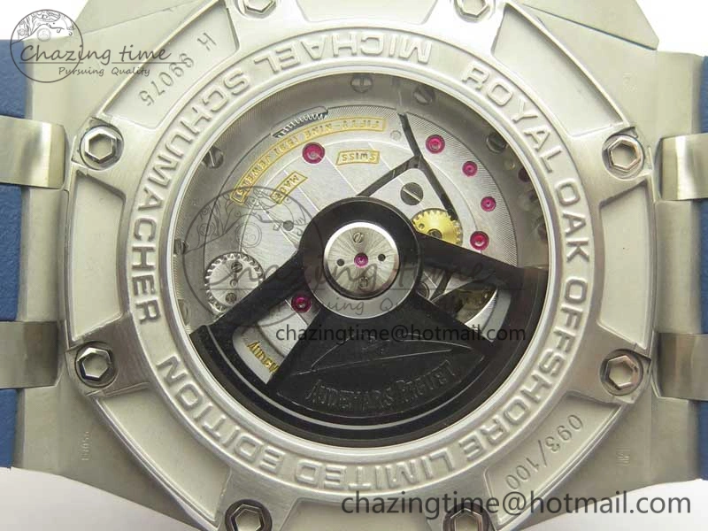 Royal Oak Offshore 44mm SS Michael Schumacher Blue Dial 1:1 JF Best Edition A3126 (FREE XS Strap) V2 w  Cyclops