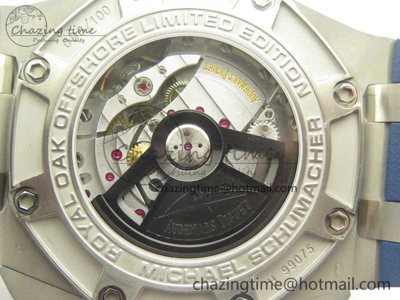 Royal Oak Offshore 44mm SS Michael Schumacher Blue Dial 1:1 JF Best Edition A3126 (FREE XS Strap) V2 w  Cyclops