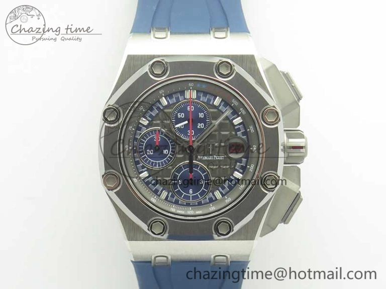 Royal Oak Offshore 44mm SS Michael Schumacher Blue Dial 1:1 JF Best Edition A3126 (FREE XS Strap) V2 w  Cyclops