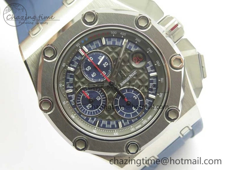 Royal Oak Offshore 44mm SS Michael Schumacher Blue Dial 1:1 JF Best Edition A3126 (FREE XS Strap) V2 w  Cyclops