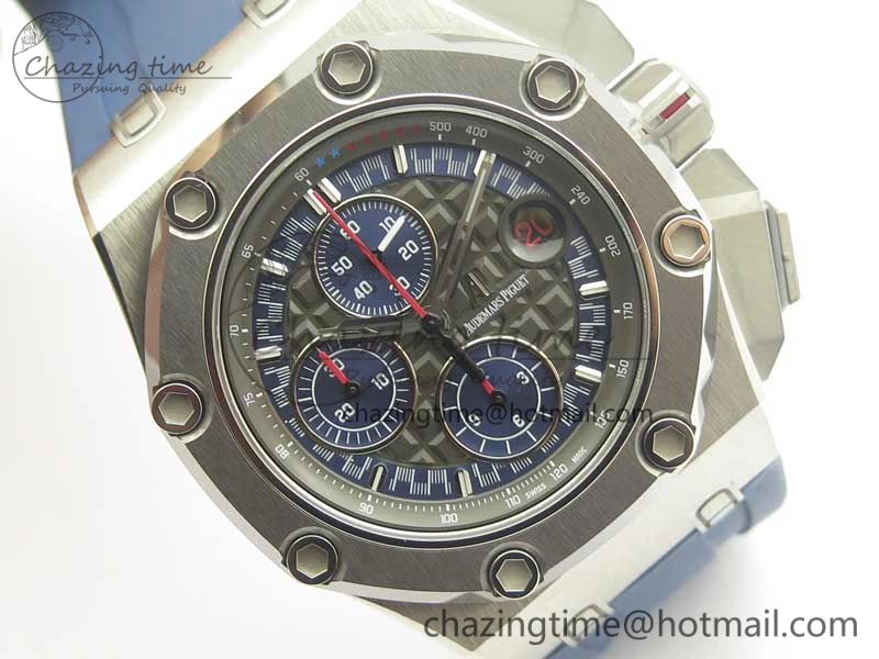 Royal Oak Offshore 44mm SS Michael Schumacher Blue Dial 1:1 JF Best Edition A3126 (FREE XS Strap) V2 w  Cyclops