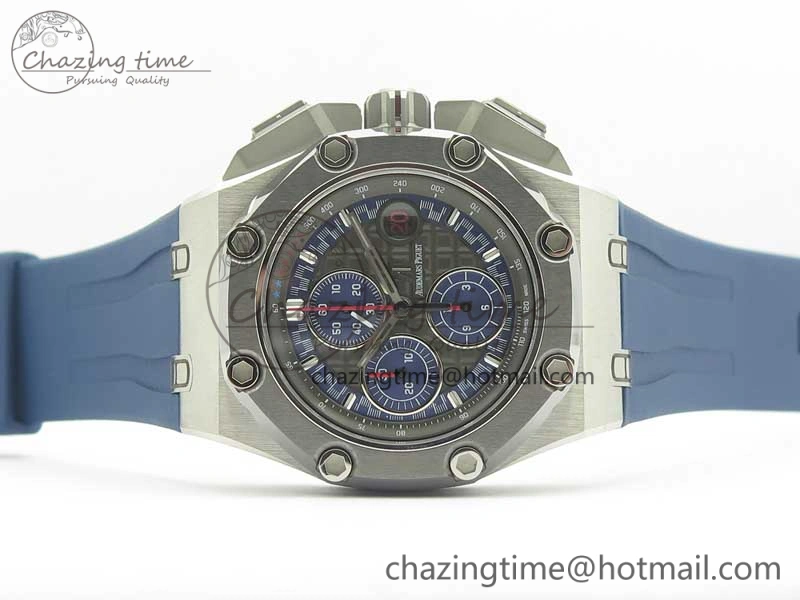 Royal Oak Offshore 44mm SS Michael Schumacher Blue Dial 1:1 JF Best Edition A3126 (FREE XS Strap) V2 w  Cyclops