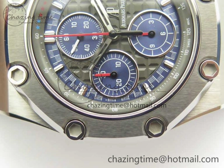 Royal Oak Offshore 44mm SS Michael Schumacher Blue Dial 1:1 JF Best Edition A3126 (FREE XS Strap) V2 w  Cyclops