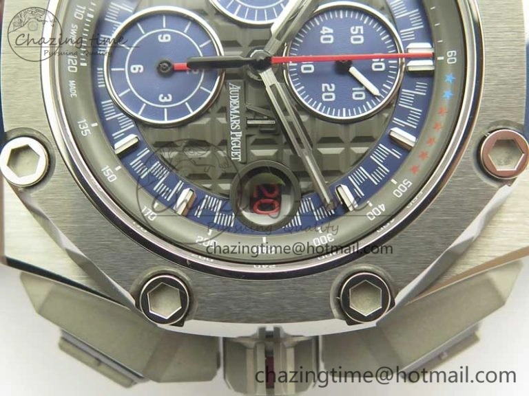 Royal Oak Offshore 44mm SS Michael Schumacher Blue Dial 1:1 JF Best Edition A3126 (FREE XS Strap) V2 w  Cyclops