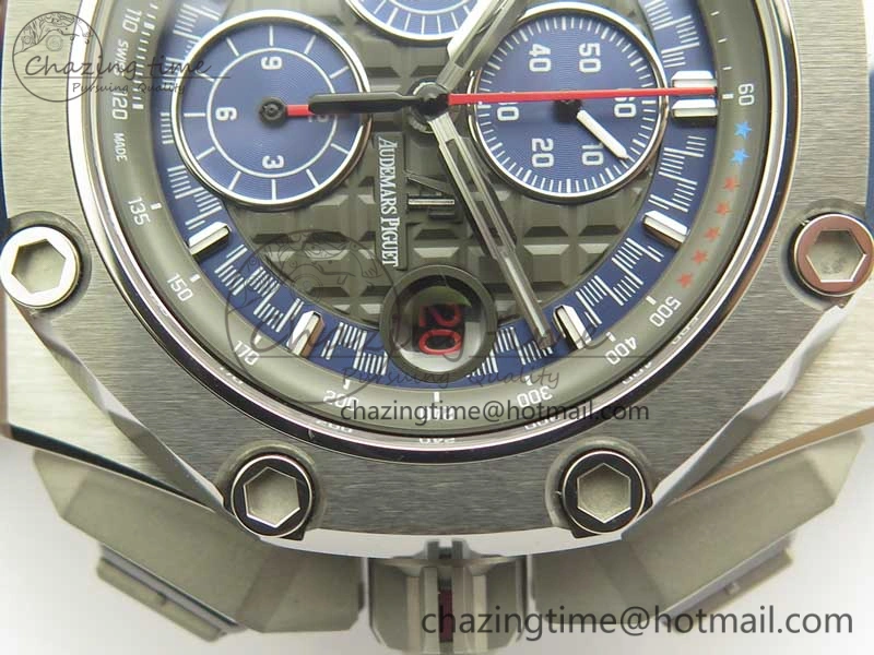 Royal Oak Offshore 44mm SS Michael Schumacher Blue Dial 1:1 JF Best Edition A3126 (FREE XS Strap) V2 w  Cyclops