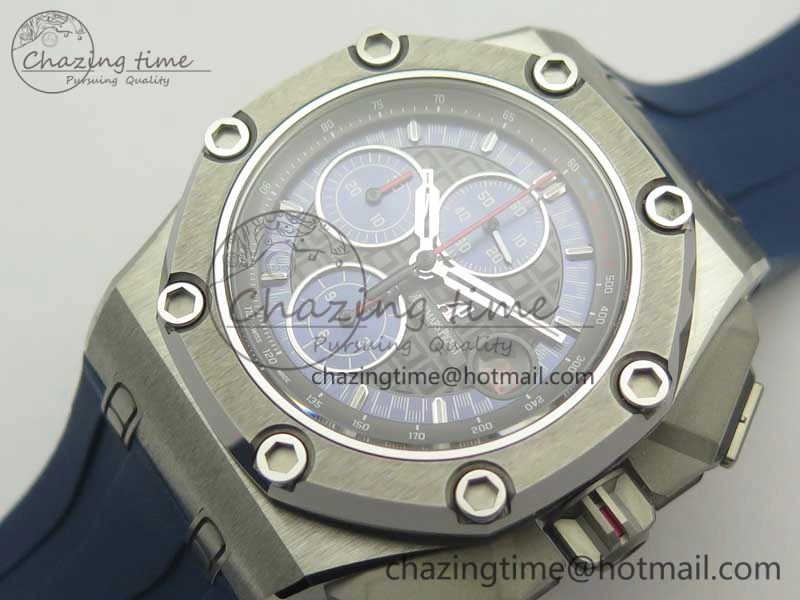 Royal Oak Offshore 44mm SS Michael Schumacher Blue Dial 1:1 JF Best Edition A3126 (FREE XS Strap) V2 w  Cyclops