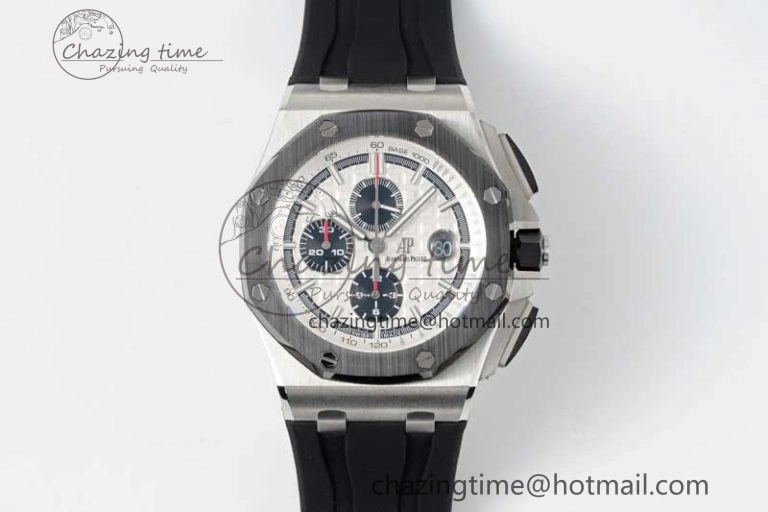 Royal Oak Offshore 44mm SS RSF 1:1 Best Edition White Dial on Black Rubber Strap A3126