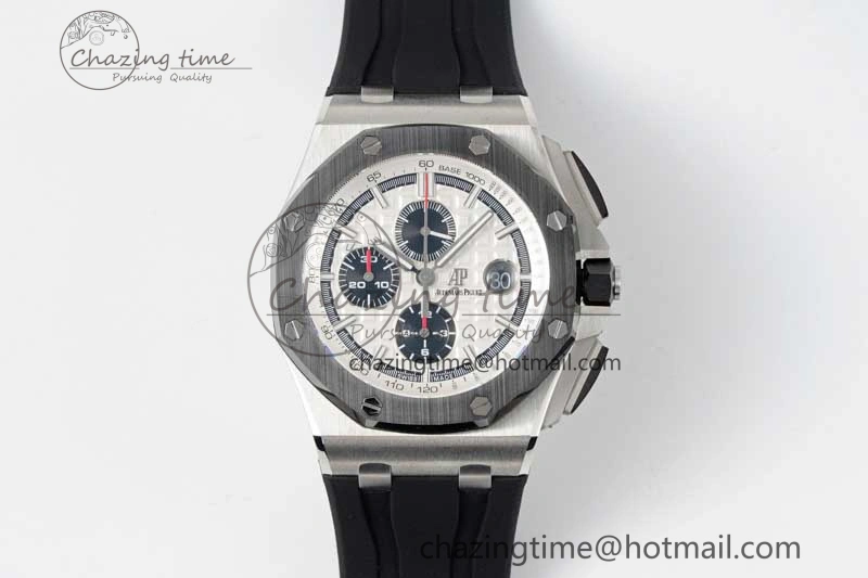 Royal Oak Offshore 44mm SS RSF 1:1 Best Edition White Dial on Black Rubber Strap A3126