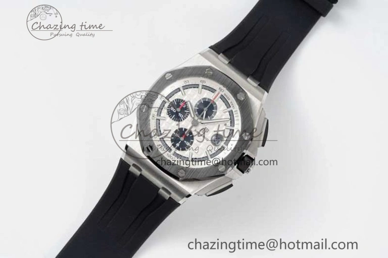 Royal Oak Offshore 44mm SS RSF 1:1 Best Edition White Dial on Black Rubber Strap A3126