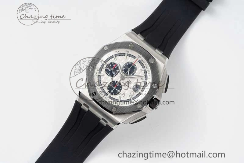 Royal Oak Offshore 44mm SS RSF 1:1 Best Edition White Dial on Black Rubber Strap A3126