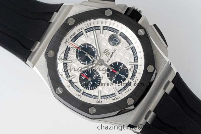 Royal Oak Offshore 44mm SS RSF 1:1 Best Edition White Dial on Black Rubber Strap A3126