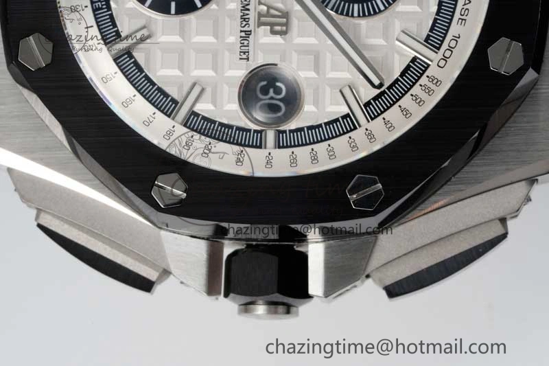 Royal Oak Offshore 44mm SS RSF 1:1 Best Edition White Dial on Black Rubber Strap A3126