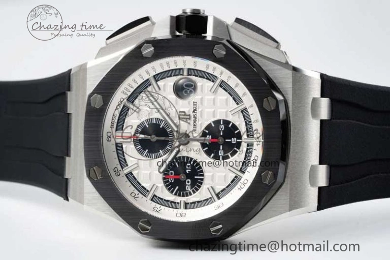 Royal Oak Offshore 44mm SS RSF 1:1 Best Edition White Dial on Black Rubber Strap A3126