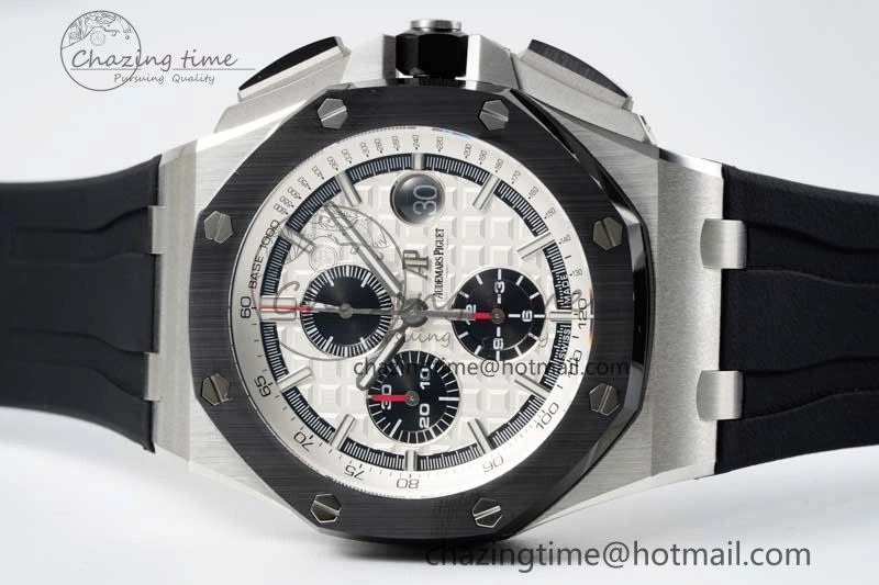 Royal Oak Offshore 44mm SS RSF 1:1 Best Edition White Dial on Black Rubber Strap A3126