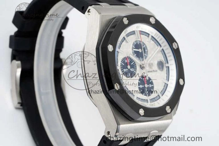 Royal Oak Offshore 44mm SS RSF 1:1 Best Edition White Dial on Black Rubber Strap A3126