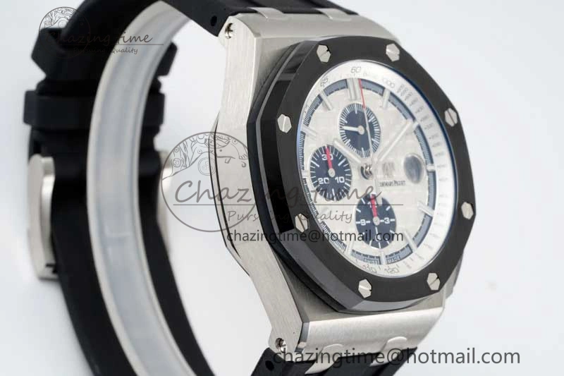 Royal Oak Offshore 44mm SS RSF 1:1 Best Edition White Dial on Black Rubber Strap A3126
