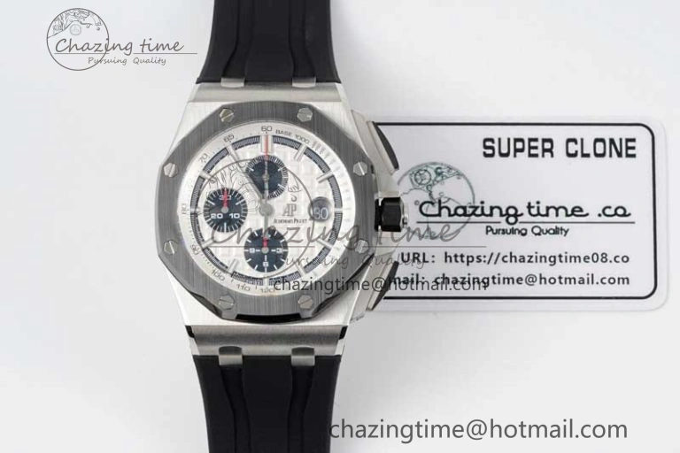 Royal Oak Offshore 44mm SS RSF 1:1 Best Edition White Dial on Black Rubber Strap A3126