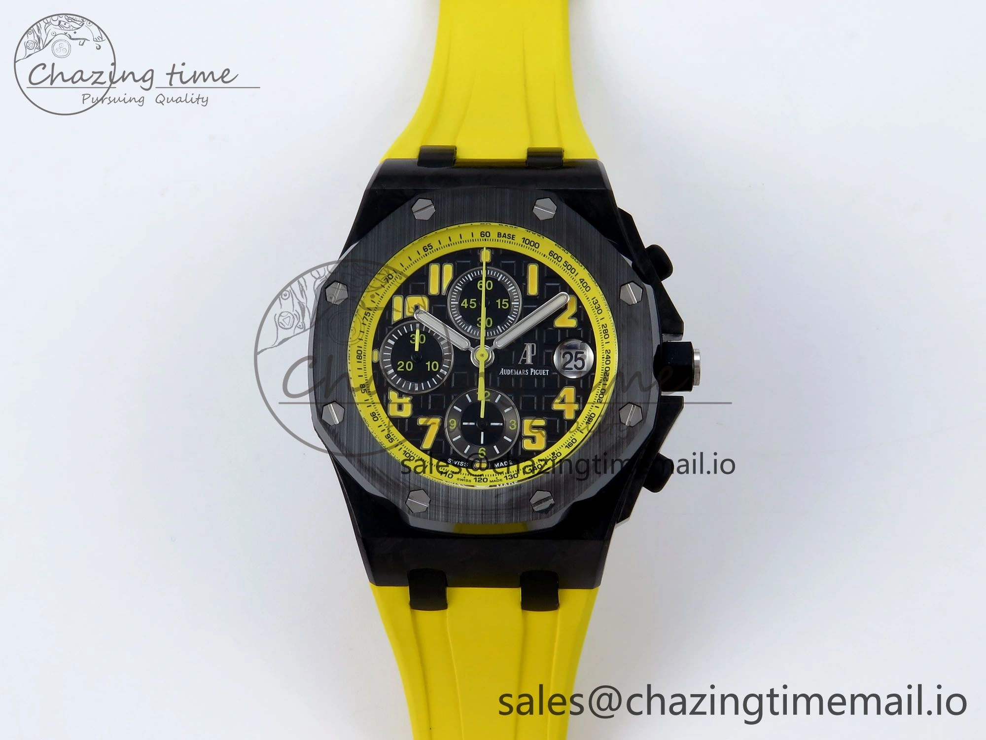 Royal Oak Offshore 44mm SS TKF 1:1 Best Edition Black Yellow Dial on Yellow Rubber Strap A3126