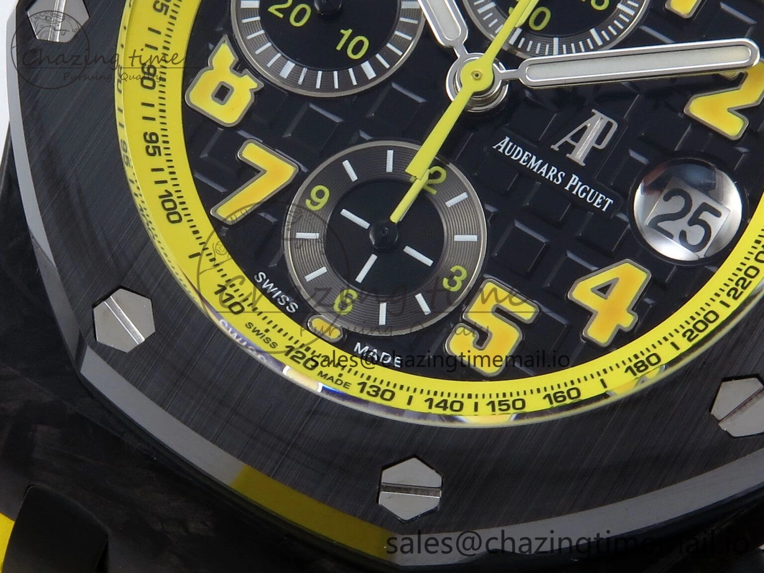 Royal Oak Offshore 44mm SS TKF 1:1 Best Edition Black Yellow Dial on Yellow Rubber Strap A3126