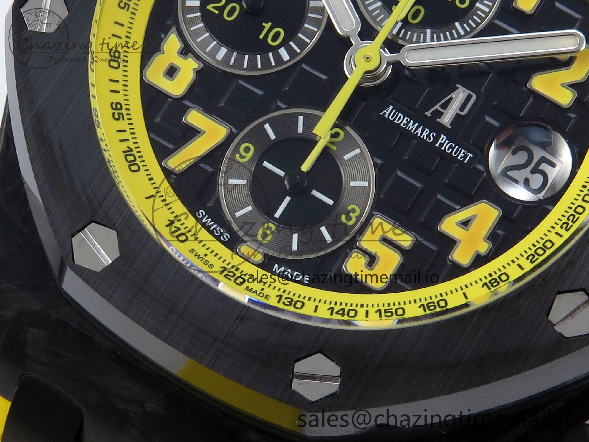 Royal Oak Offshore 44mm SS TKF 1:1 Best Edition Black Yellow Dial on Yellow Rubber Strap A3126