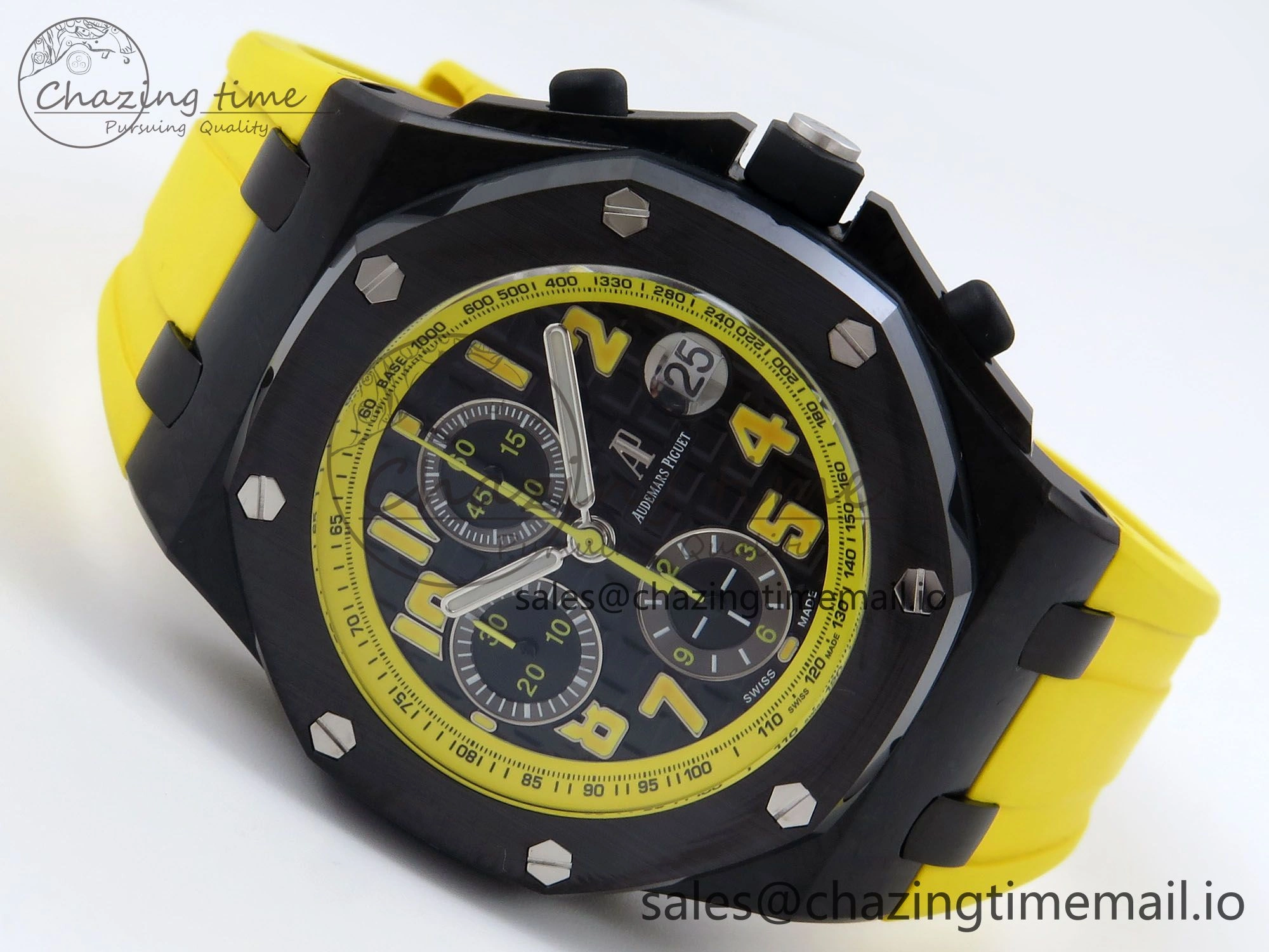 Royal Oak Offshore 44mm SS TKF 1:1 Best Edition Black Yellow Dial on Yellow Rubber Strap A3126
