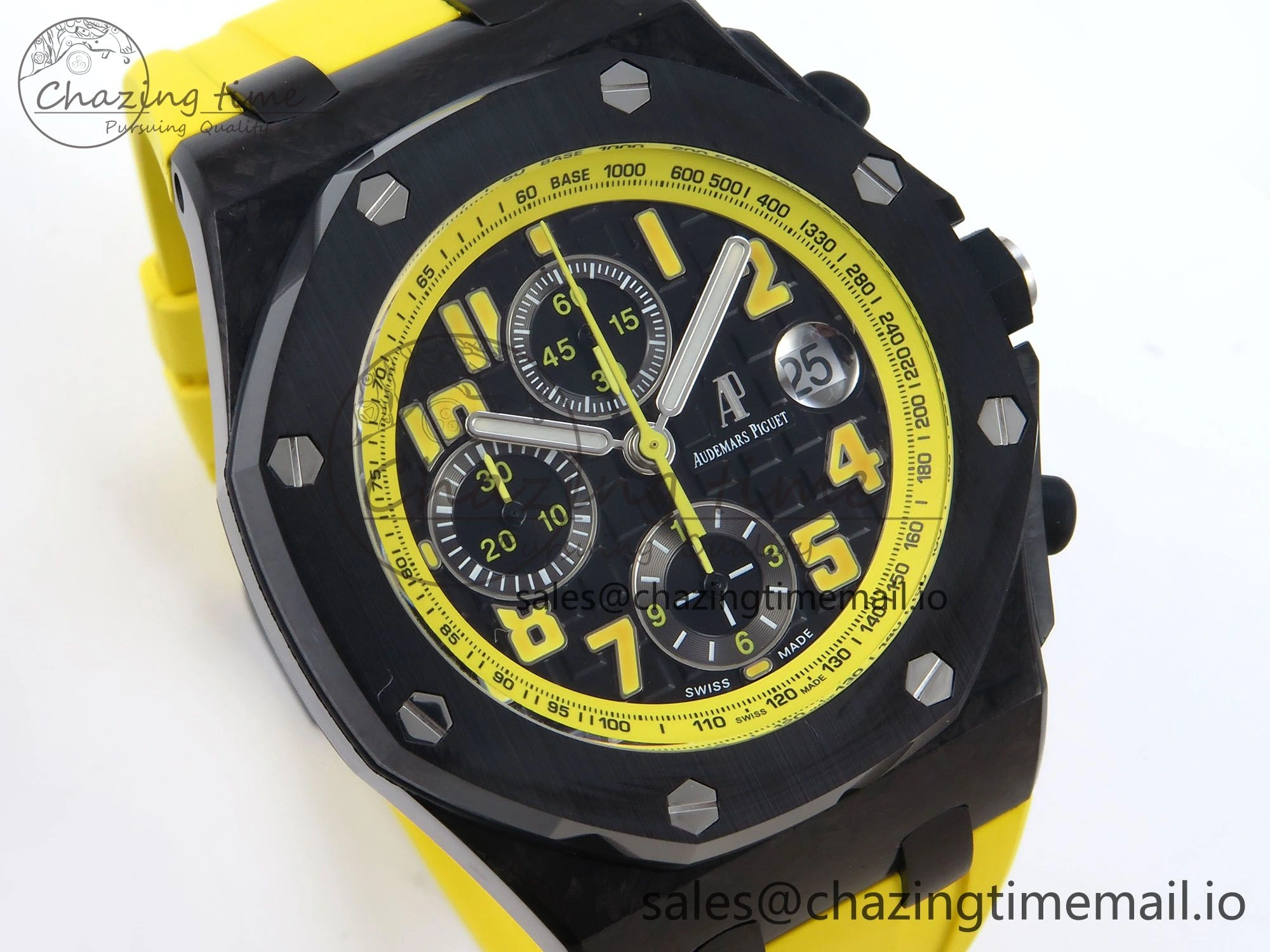 Royal Oak Offshore 44mm SS TKF 1:1 Best Edition Black Yellow Dial on Yellow Rubber Strap A3126