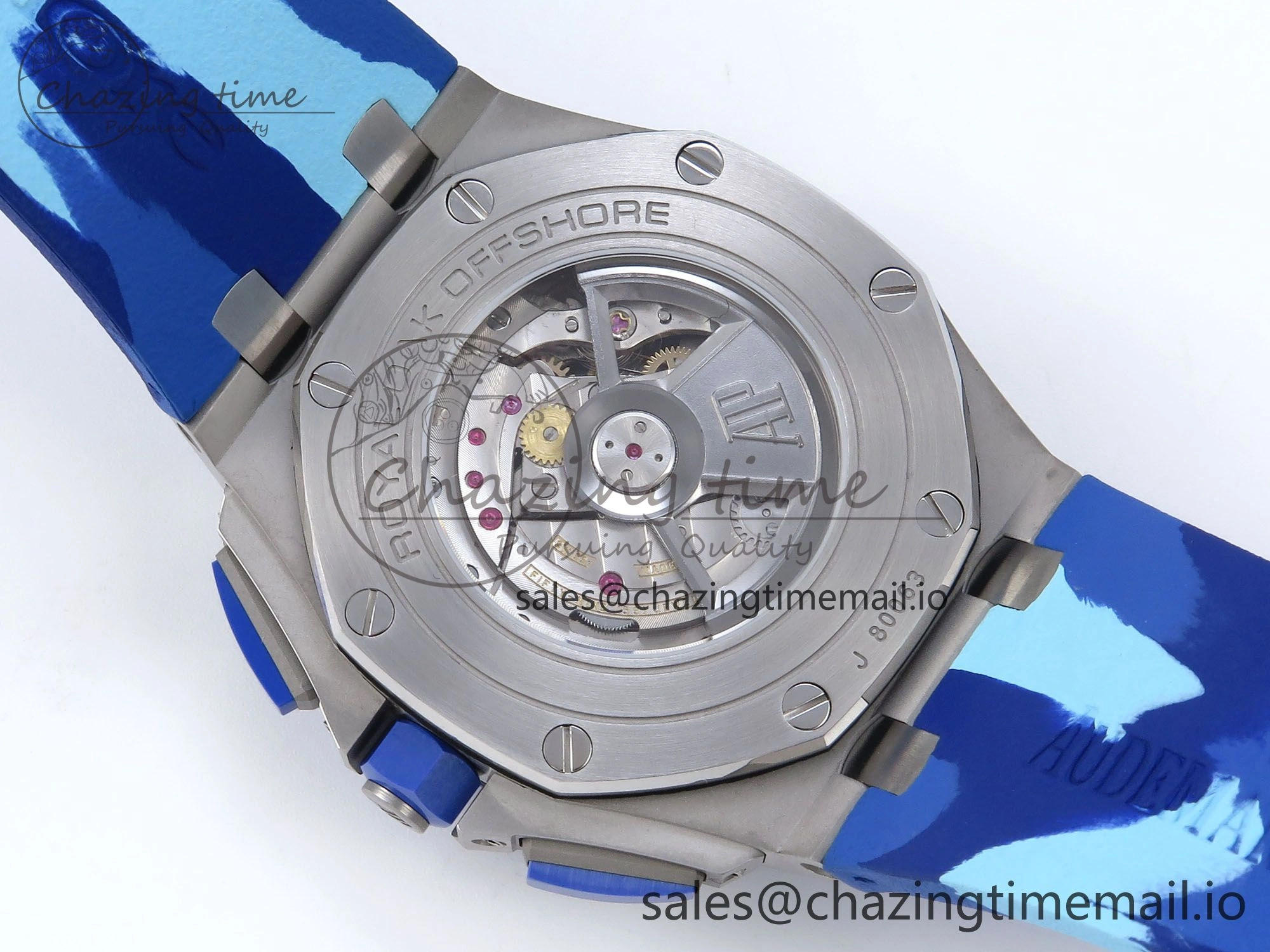 Royal Oak Offshore 44mm SS TKF 1:1 Best Edition Blue Dial on Blue Camou Rubber Strap A3126