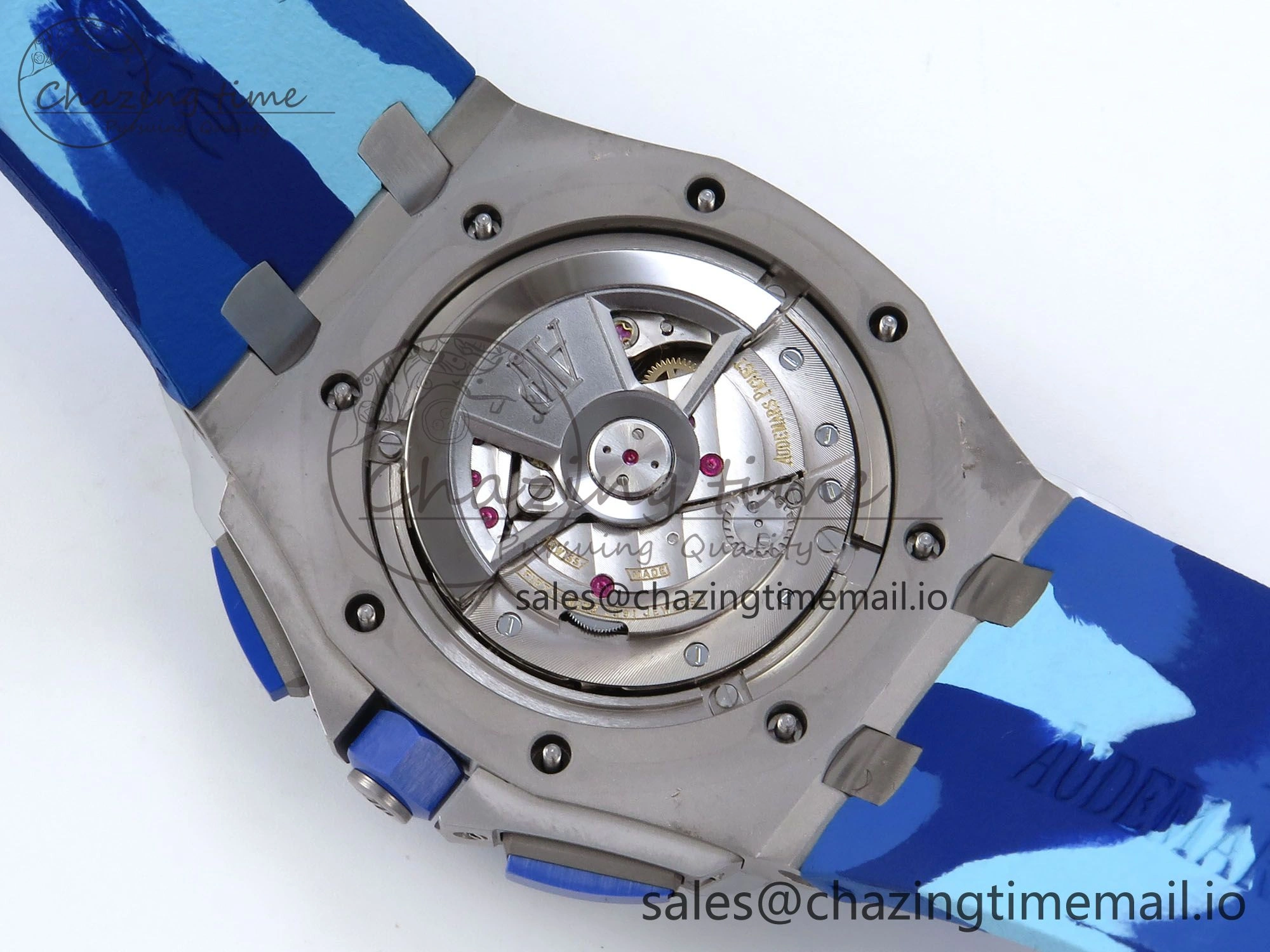 Royal Oak Offshore 44mm SS TKF 1:1 Best Edition Blue Dial on Blue Camou Rubber Strap A3126