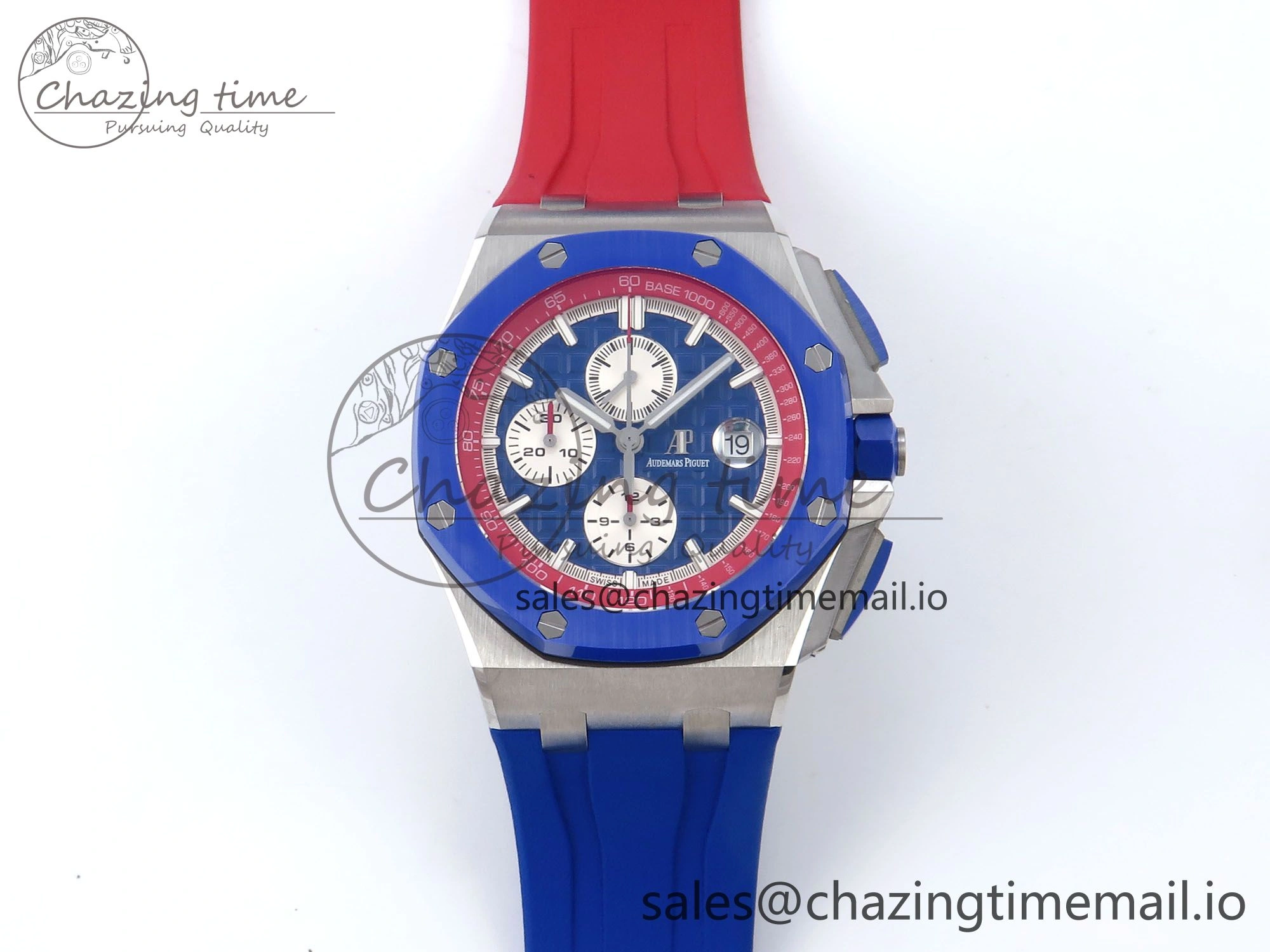 Royal Oak Offshore 44mm SS TKF 1:1 Best Edition Blue Red Dial on Blue Red Rubber Strap A3126