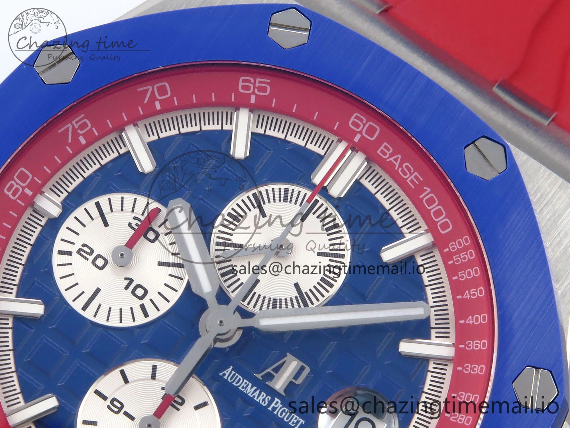 Royal Oak Offshore 44mm SS TKF 1:1 Best Edition Blue Red Dial on Blue Red Rubber Strap A3126