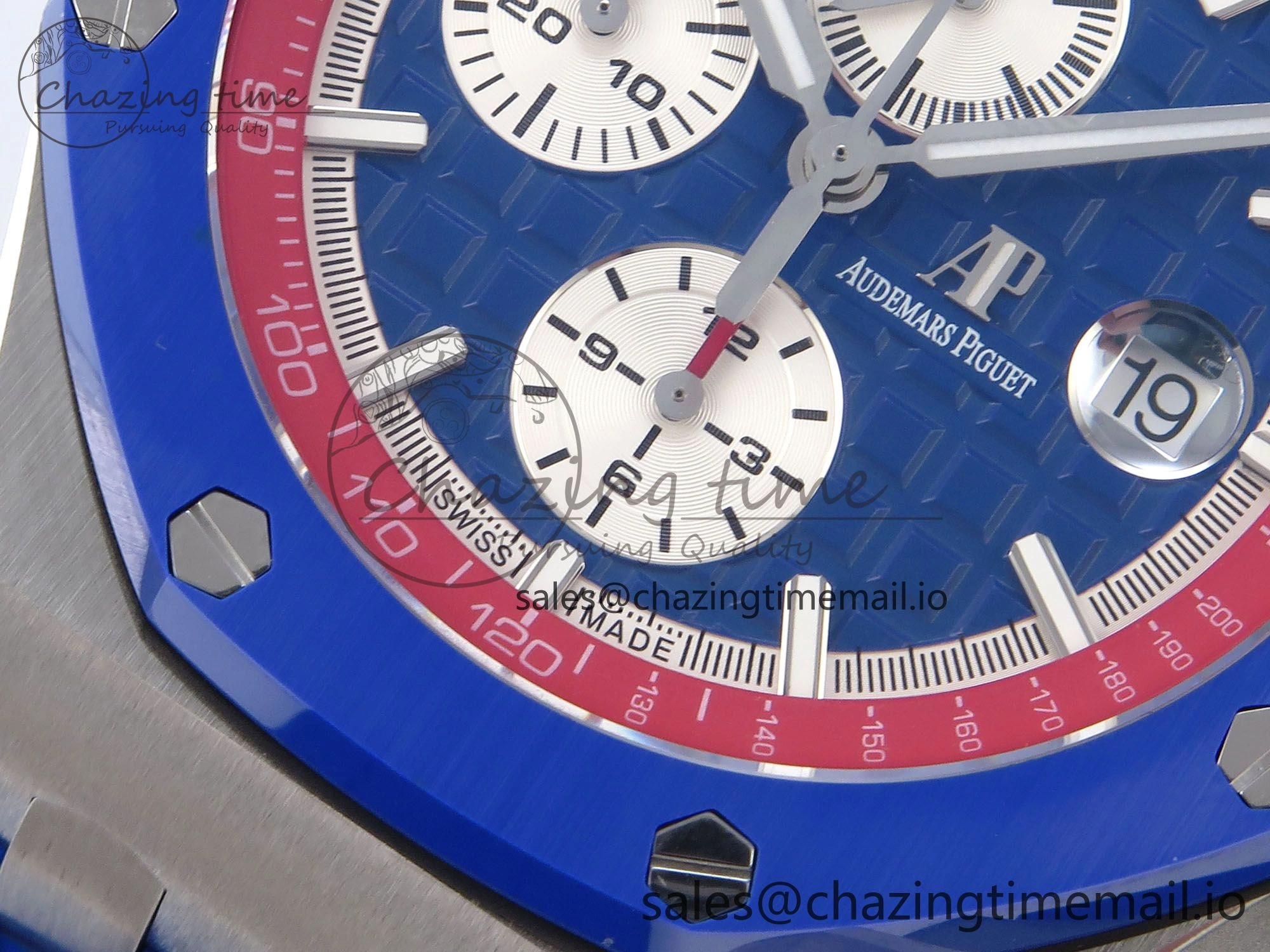 Royal Oak Offshore 44mm SS TKF 1:1 Best Edition Blue Red Dial on Blue Red Rubber Strap A3126